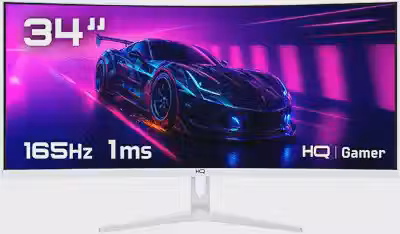 Monitor Gamer 34' Curvo Branco 1ms, 165Hz, UltraWide (QHD) - 3440x1440 AMD FreeSync, HDMI, DP, HQ Premium HQW34C16