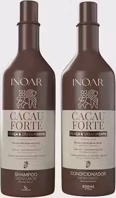 Inoar, Cacau Forte, Kit Shampoo 1L + Condicionador 800ml, Crescimento Saudável e Hidratação Intensa, Biotina e Manteiga de Cacau, Para Cabelos Enfraquecidos e Quebradiços
