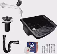 Tanque De Plastico 23l Lavar Roupa + Valvula + Sifão + Torneira - Branco
