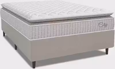 Cama Box Colchão Casal Molas Ensacadas City Pillow Top 138x188x61cm Branco/Bege Hellen - Suporta até 110kg por Pessoa