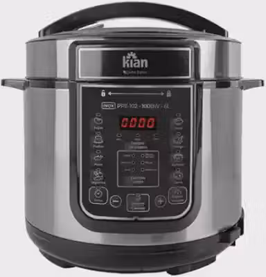 Panela de Pressão Elétrica Kian PPE-102 Capacidade 6 Litros Silenciosa 1000W Painel Digital com 14 Receitas Cuba Antiaderente Inox (220, Volts)