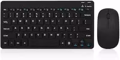 Kit Teclado e Mouse Bluetooth Sem Fio Recarregável USB-C, Ultrafino e Silencioso, Compatível com Notebook, PC, Tablet, iPad, Android, iPhone e Windows, Design Slim Portátil Preto