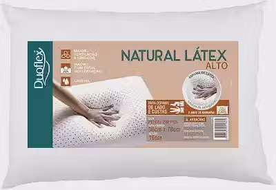 Travesseiro Natural Látex, Alto, para fronha 50cmx70cm, Branco, Duoflex