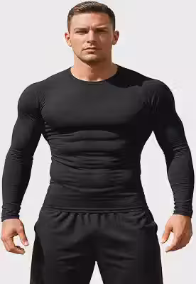 Camisa Térmica Masculina UV Preta - Segunda Pele Manga Longa