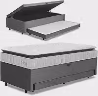 Cama Bibox Baú com Colchão City Solteiro e Cama Auxiliar Conjugada 88x188x69cm Bela