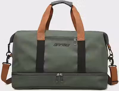 Bolsa de viagem portátil bolsa de bagagem de viagem de curta distância de grande capacidade leve separação seca e molhada bolsa de fitness esportiva (verde)