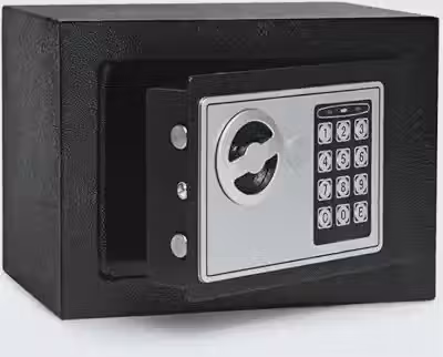 Cofre Eletrônico Digital com Senha e Chave 23x17x17cm Preto Compacto para Dinheiro Documentos e Joias