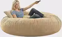 Puff Gigante Almofadão 140x20cm Suede Couro Sintético Puff Redondo Confortável para Sala Quarto Varanda(BEGE)