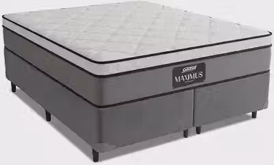 Cama Box Casal Queen Colchão Gazin Maximus Molas Ensacadas 158x198x62cm Linho Grafite/Preto - Suporta até 120Kg por Pessoa