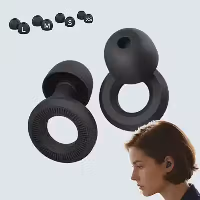 Protetor Auricular para Dormir | Abafador de Ruídos em Silicone Confortável | Tampão de Ouvido Reutilizável Anti Ronco | Plugues Auditivos para Sono Profundo (4 Tamanhos Ponteiras) (Preto, Tamanho único)