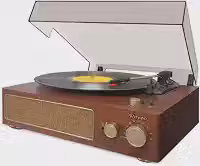 Raveo Vitrola Studio MAPLE com Toca-discos, Rádio FM, USB, saída auxiliar e fone de ouvido e tecnologia de conexão Bluetooth., Cor: MARROM