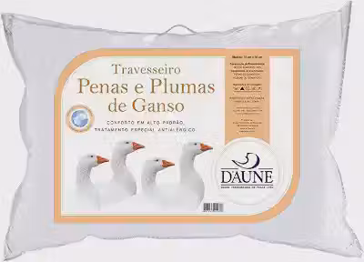 Travesseiro 80% Pena de Ganso e 20% Pluma de Ganso Natural - 50 cm X 70 cm Conforto