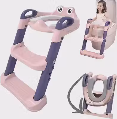 Redutor de Assento Sanitário Infantil com Base Antiderrapante e Escada – Ideal para Desfralde – Confortável, Seguro e Fácil de Limpar (Rosa)