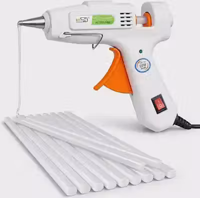 Pistola Cola Quente 20W Bico Fino com Liga Desliga Bivolt + 10 Bastões 30cm 7mm Artesanato