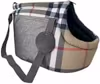 Bolsa de Transporte para Cães e Gatos Passeio Shopping Almofada Removível Trava Segurança Coleira Ventilação(Cinza P)