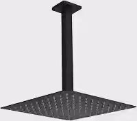 Ducha Teto Quadrada Preto Fosco 20x20 Inox 304 Braço 25cm Gás Solar