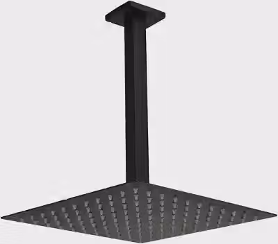 Ducha Teto Quadrada Preto Fosco 20x20 Inox 304 Braço 25cm Gás Solar