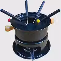 Aparelho de Fondue Carne Queijo Chocolate Preto para 6 Pessoas, com 6 Garfos Coloridos