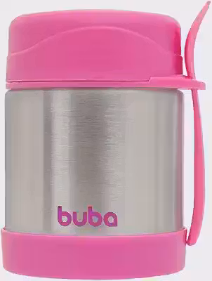 Buba Pote Térmico Com Colher Rosa