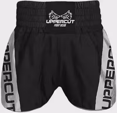 UPPERCUT Calção Muay Thai Kickboxing Adulto Ref-08 Unissex Preto/Branco