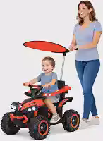 Quadriciclo Infantil com Empurrador e Cobertura, com Luzes e Som, Controle Parental, Suporta até 30kg - YoguiLife (Vermelho)
