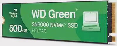Western Digital SSD interno 500GB WD Green SN3000 NVMe - Unidade de estado sólido - PCIe Gen4, M.2 2280, até 5.000 MB/s - WDS500G4G0E