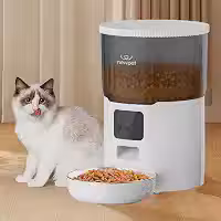 Alimentador Automático Pet, 4L Comedouro para Caes Fácil Comedouro Elevado para Caes, Controle de Aplicativo WiFi - Gravador de Voz