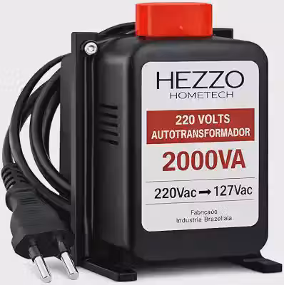 Auto Transformador 2000va Bivolt 110v/220v 1000w Constante Até 1000w Conversor De Voltagem Hezzo Hometech Preto Tv Geladeira Freezer Martelete Micro Ondas Pequeno E Ferramentas