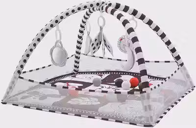 Tapete de Atividades Para Bebês 3x1 Piscina de Bolinhas Sensorial Preto e Branco Maxi Baby