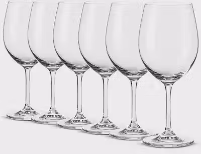 Jogo 6 Taças de Vinho Cristal 440ml Haste Longa Borda Fina, Taça Bordeaux para Vinho Tinto e Branco, Kit para Presente e Mesa Posta