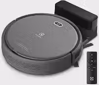 Aspirador de po robo Electrolux 2h20min controle remoto base carregamento bateria longa duração automatico varre aspira passa pano ERB30 bivolt preto sensor antiqueda