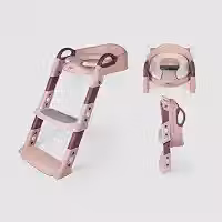 Assento Redutor Infantil Dobrável Com Escada Desfralde (Rosa)