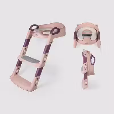 Assento Redutor Infantil Dobrável Com Escada Desfralde (Rosa)