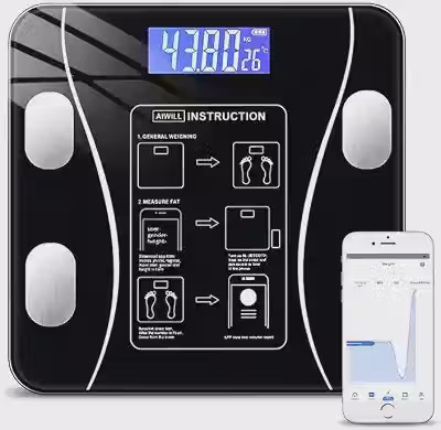 Balança Digital Bioimpedância Premium Bluetooth com App Saúde iOS Android para IMC Gordura Corporal Massa Muscular Massa Óssea Água Corporal Taxa Metabólica BMR Alta Precisão Vidro Temperado LED Luxo