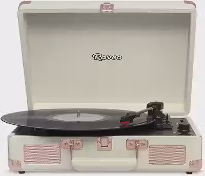 Raveo Vitrola Sonetto Rose Gold com Conexão Bluetooth, USB Reproduz e Grava, Radio FM, Saída Auxiliar e Bivolt