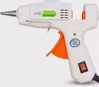 Pistola de Cola Quente Bico Fino com Botão Liga e Desliga Bivolt 20W Para bastão 7mm Fino