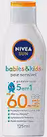 NIVEA SUN Protetor Solar Kids & Babies Pele Sensível FPS 60 125ml - Infantil, muito alta proteção UVA/UVB, minimiza o surgimento de alergias, muito resistente à água com proteção imediata