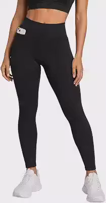 Calça Legging Feminina Cintura Alta Bolso Zero Transparência - Preto