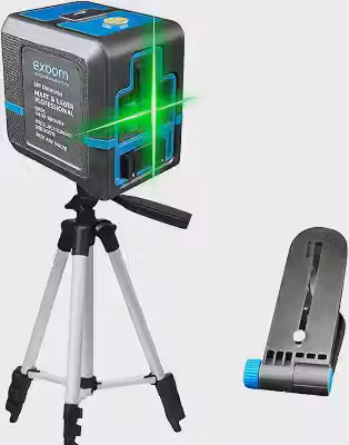 Nível Laser Verde 2 Linhas, Profissional 3D, Recarregável com Tripé, Projeção em Cruz