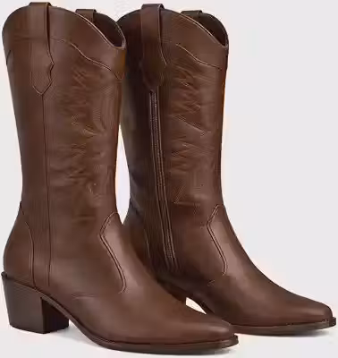 Botas Femininas Texana Rodeio Country Cano Alto Bico Fino