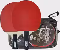 2x Raquetes Tenis de Mesa K1000 Profissional Aprovado ITTF para Competições Oficiais + Capa de Raquete + 2 Bolas Brancas 1 Estrela Loki
