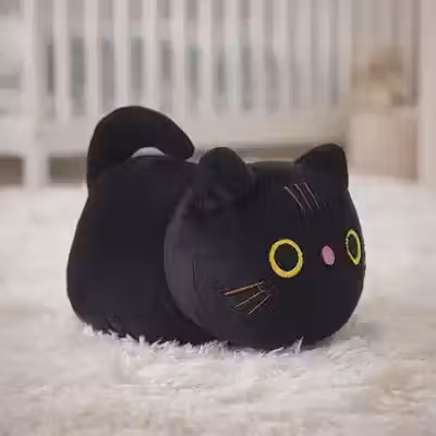 Gato Gatinho De Pelúcia Antialérgico 20cm Bicho de Pelúcia Brinquedo Infantil Decorativo Divertido Presente Criança (Preto)