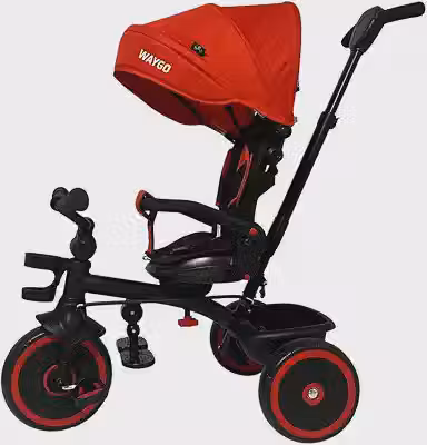 Triciclo Infantil Com Empurrador Waygo Vermelho Replay Kids