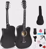 Violao Acustico (Black)Violão para Iniciantes, Violão Folk, Violão Iniciante, Violão Acústico de 38 Polegadas
