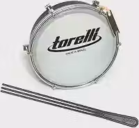 Kit Tamborim Pele Leitosa Torelli TT 404 Preto Baqueta Tripla