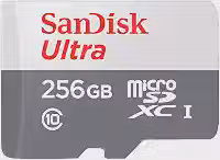 Cartão de Memória SanDisk Micro SD 256GB UHS-I Classe 10 com Adaptador - SDSQUNR-256G-GN6TA