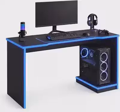 Mesa Gamer Malibu Para Escritório Pc - Cores (Preto/Azul)