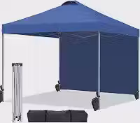 Joyfox Tenda Gazebo 3x3m Sanfonada com Parede Lateral, Toldo Dobrável Retrátil Impermeável com Proteção Solar UV, Tenda Articulada Portátil para Praia, Jardim, Camping e Eventos - Azul Marinho