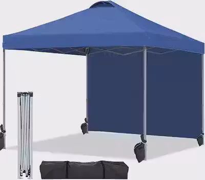 Joyfox Tenda Gazebo 3x3m Sanfonada com Parede Lateral, Toldo Dobrável Retrátil Impermeável com Proteção Solar UV, Tenda Articulada Portátil para Praia, Jardim, Camping e Eventos - Azul Marinho