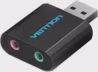 Vention - Placa de Som Externa USB 2.1 Canais P2 para Mac Win Linux PS4 (Preto)